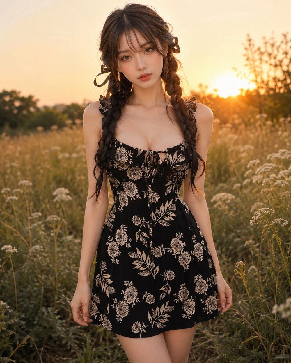 Moonlit Petals & Meadow Dreams blooming cottagecore romance floral boho dress